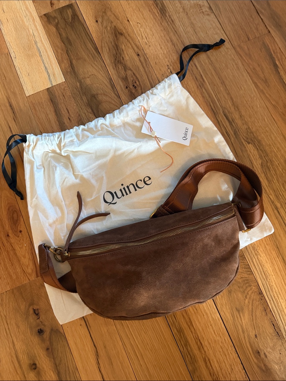 Quince Quinn Suede Sling Bag | Whiskey - Picture 9 of 9